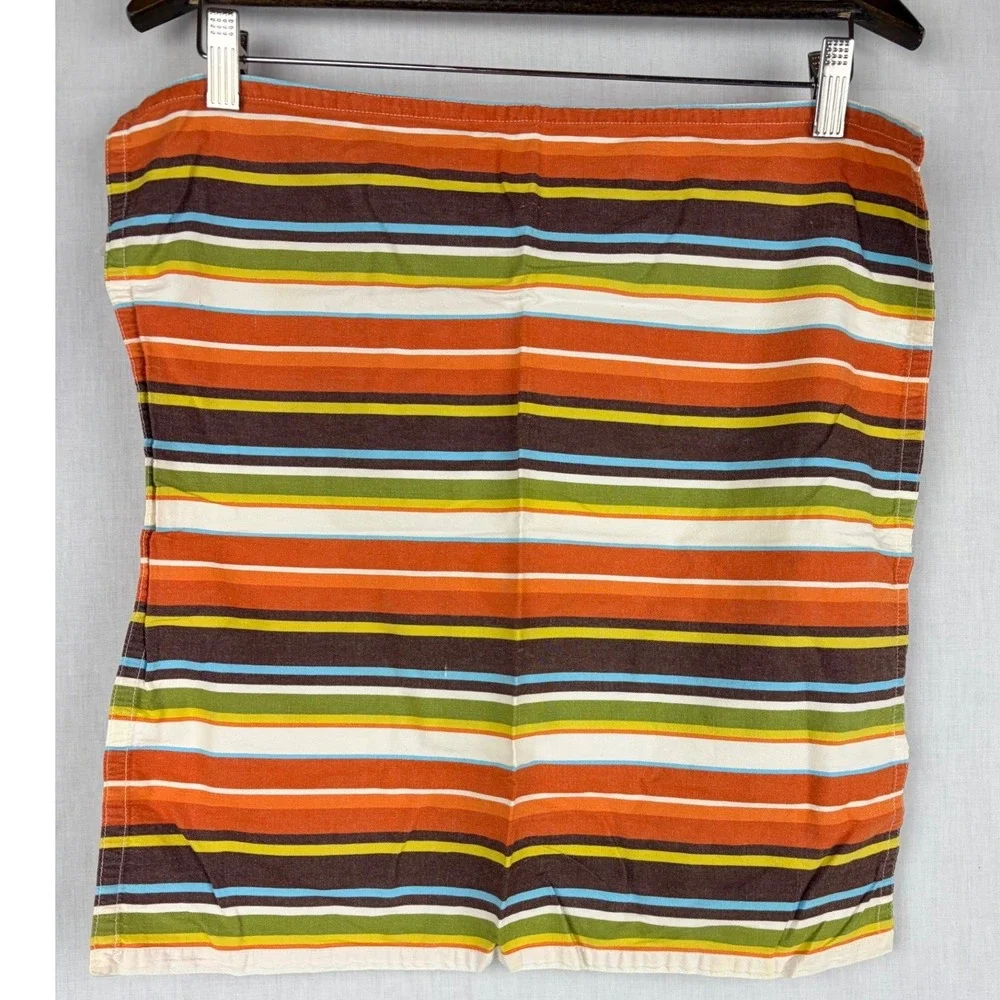 Set of 4 Striped Cotton Napkins Orange Brown Green Multi Color Fall Thanksgiving